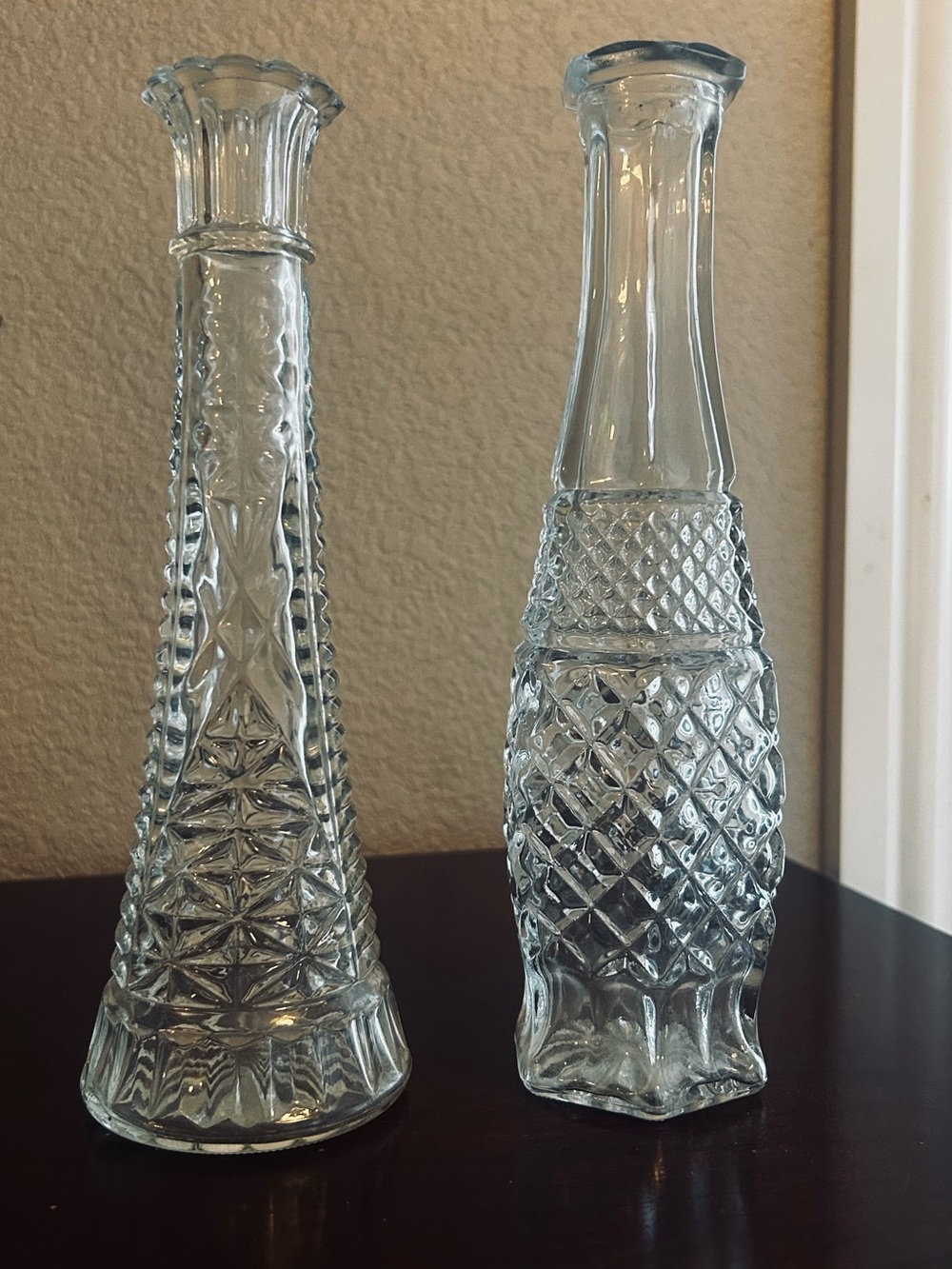 Anchor Hocking Clear Glass Diamond-Pattern Bud Vases (Set of 2)